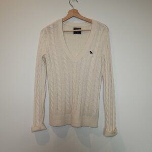 Abercrombie & Fitch Long Sleeve Knit Deep V neck Sweater SMALL